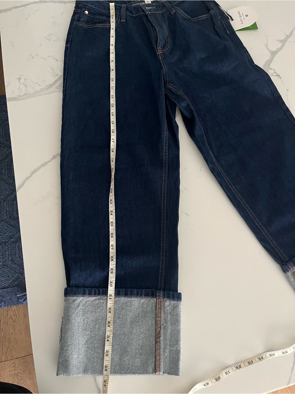 kate spade Dark Navy Wide Cuff Boyfriend Jeans - Picture 2 of 6